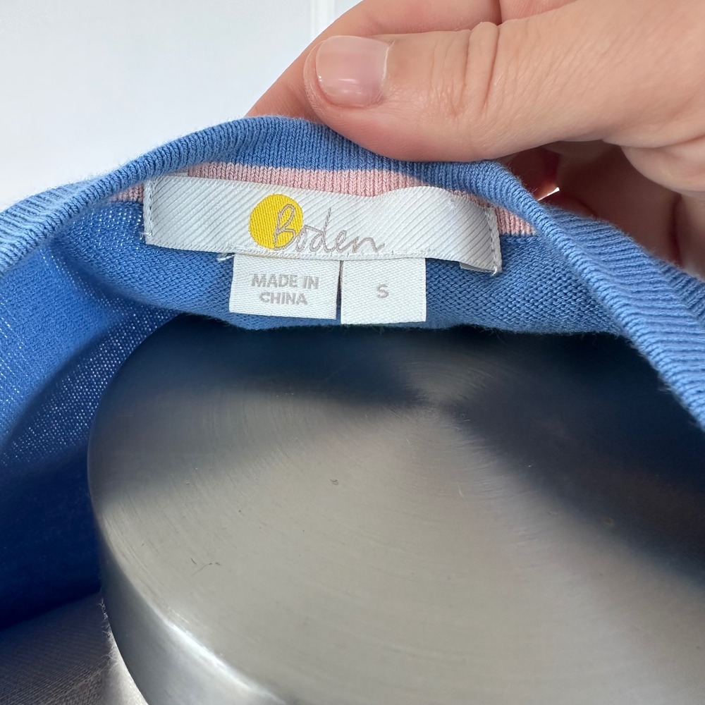 Boden Blue Puff Shoulder Crew Neck Cotton Blend Sweater K0477 Womens Small - Picture 3 of 9